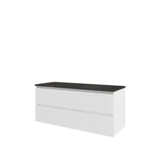 Proline Top base cabinet with cover plate - 120x46x55 cm - Gloss white/Blue stone - 2 drawers vertically milled