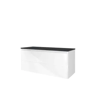 Proline Top base cabinet with cover plate - 120x46x55 cm - Gloss white/Blue stone - 2 symmetrical drawers