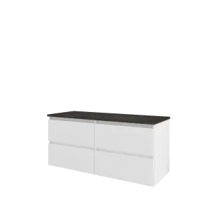 Proline Top base cabinet with cover plate - 120x46x55 cm - Gloss white/Blue stone - 4 drawers vertically milled