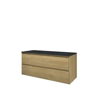 Proline Top base cabinet with cover plate - 120x46x55 cm - Ideal oak/Blue stone - 2 symmetrical drawers