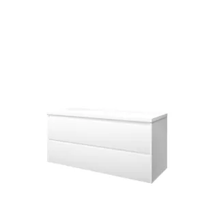 Proline Top base cabinet with cover plate - 120x46x55 cm - Matt white - 2 symmetrical drawers