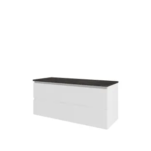 Proline Top base cabinet with cover plate - 120x46x55 cm - Matt white/Blue stone - 2 drawers vertically milled