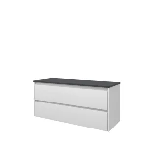 Proline Top base cabinet with cover plate - 120x46x55 cm - Matt white/Blue stone - 2 symmetrical drawers