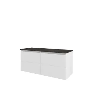 Proline Top base cabinet with cover plate - 120x46x55 cm - Matt white/Blue stone - 4 drawers vertically milled