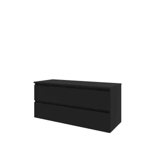 Proline Top base cabinet with cover plate - 120x46x55 cm - Matt black - 2 drawers milled vertically