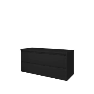 Proline Top base cabinet with cover plate - 120x46x55 cm - Matt black - 2 symmetrical drawers