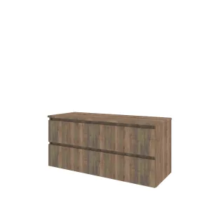 Proline Top base cabinet with cover plate - 120x46x55 cm - Terra oak - 2 drawers vertically milled