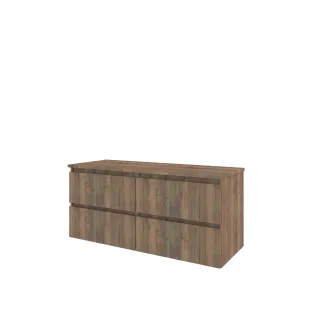 Proline Top base cabinet with cover plate - 120x46x55 cm - Terra oak - 4 drawers vertically milled