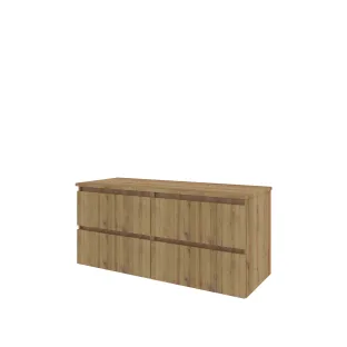 Proline Top base cabinet with cover plate - 120x46x55 cm - Urban oak - 4 drawers vertically milled