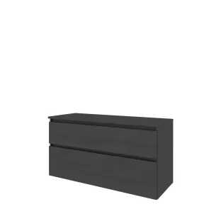 Proline Top base cabinet with cover plate - 120x46x63 cm - Black oak - 2 asymmetrical drawers