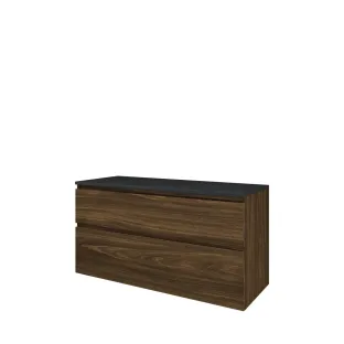 Proline Top base cabinet with cover plate - 120x46x63 cm - Cabana oak/Blue stone - 2 asymmetrical drawers