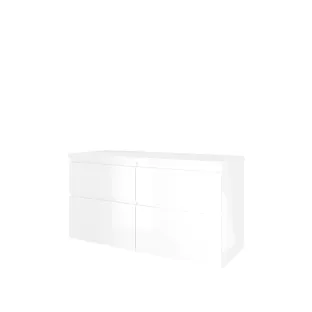 Proline Top base cabinet with cover plate - 120x46x63 cm - Gloss white - 4 asymmetrical drawers