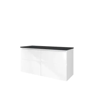 Proline Top base cabinet with cover plate - 120x46x63 cm - Gloss white/Blue stone - 4 asymmetrical drawers