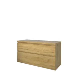 Proline Top base cabinet with cover plate - 120x46x63 cm - Ideal oak - 2 asymmetrical drawers