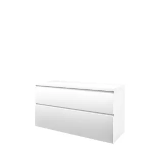 Proline Top base cabinet with cover plate - 120x46x63 cm - Matt white - 2 asymmetrical drawers