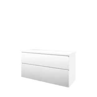 Proline Top base cabinet with cover plate - 120x46x63 cm - Matt white - 4 asymmetrical drawers