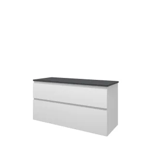 Proline Top base cabinet with cover plate - 120x46x63 cm - Matt white/Blue stone - 2 asymmetrical drawers