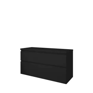 Proline Top base cabinet with cover plate - 120x46x63 cm - Matt black - 2 asymmetrical drawers