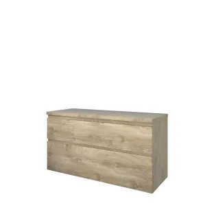 Proline Top base cabinet with cover plate - 120x46x63 cm - Raw oak - 2 asymmetrical drawers