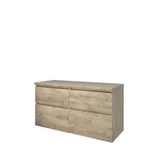 Proline Top base cabinet with cover plate - 120x46x63 cm - Raw oak - 4 asymmetrical drawers