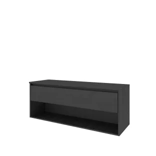 Proline Top base cabinet with cover plate - 140x46x55 cm - Black oak - 1 drawer with 1 open shelf