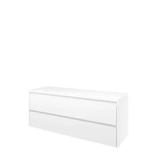 Proline Top base cabinet with cover plate - 140x46x55 cm - Gloss white - 2 symmetrical drawers