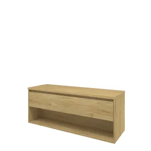 Proline Top base cabinet with cover plate - 140x46x55 cm - Ideal oak - 1 drawer with 1 open shelf