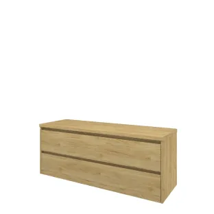 Proline Top base cabinet with cover plate - 140x46x55 cm - Ideal oak - 2 symmetrical drawers