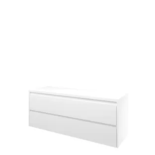 Proline Top base cabinet with cover plate - 140x46x55 cm - Matt white - 2 symmetrical drawers