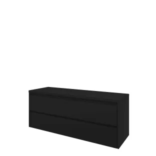 Proline Top base cabinet with cover plate - 140x46x55 cm - Matt black - 2 symmetrical drawers