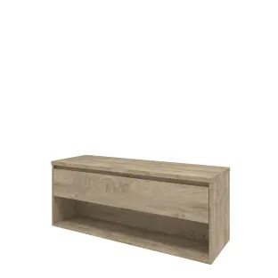 Proline Top base cabinet with cover plate - 140x46x55 cm - Raw oak - 1 drawer with 1 open shelf