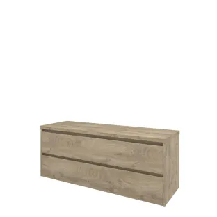 Proline Top base cabinet with cover plate - 140x46x55 cm - Raw oak - 2 symmetrical drawers