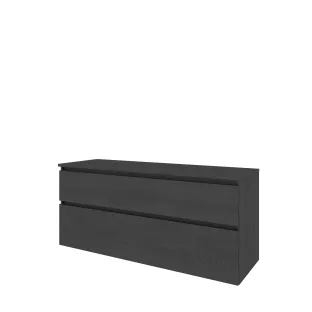 Proline Top base cabinet with cover plate - 140x46x63 cm - Black oak - 2 asymmetrical drawers