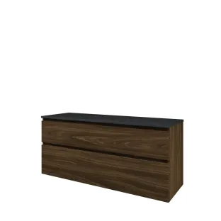 Proline Top base cabinet with cover plate - 140x46x63 cm - Cabana oak/Blue stone - 2 asymmetrical drawers