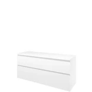 Proline Top base cabinet with cover plate - 140x46x63 cm - Gloss white - 2 asymmetrical drawers