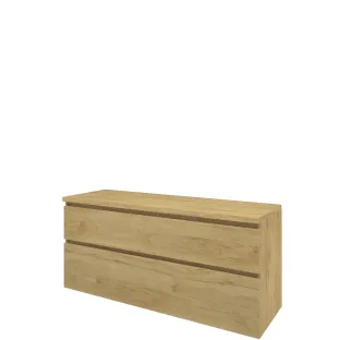 Proline Top base cabinet with cover plate - 140x46x63 cm - Ideal oak - 2 asymmetrical drawers