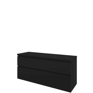 Proline Top base cabinet with cover plate - 140x46x63 cm - Matt black - 2 asymmetrical drawers