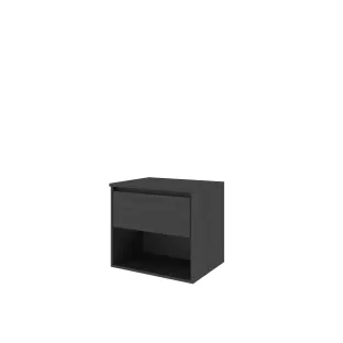 Proline Top base cabinet with cover plate - 60x46x55 cm - Black oak - 1 drawer with 1 open shelf