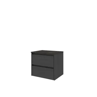 Proline Top base cabinet with cover plate - 60x46x55 cm - Black oak/Blue stone - 2 symmetrical drawers