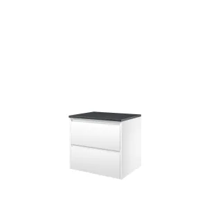 Proline Top base cabinet with cover plate - 60x46x55 cm - Gloss white/Blue stone - 2 symmetrical drawers