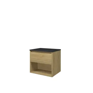 Proline Top base cabinet with cover plate - 60x46x55 cm - Ideal oak/Blue stone - 1 drawer with 1 open shelf