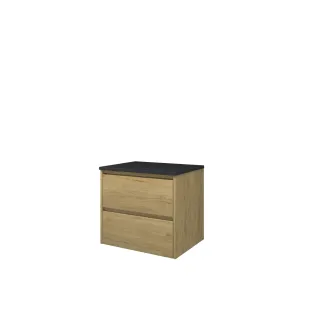 Proline Top base cabinet with cover plate - 60x46x55 cm - Ideal oak/Blue stone - 2 symmetrical drawers