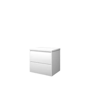 Proline Top base cabinet with cover plate - 60x46x55 cm - Matt white - 2 symmetrical drawers