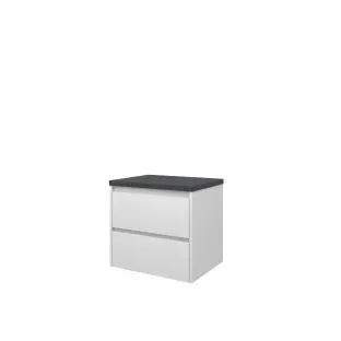 Proline Top base cabinet with cover plate - 60x46x55 cm - Matt white/Blue stone - 2 symmetrical drawers