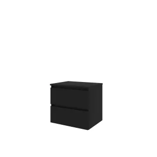 Proline Top base cabinet with cover plate - 60x46x55 cm - Matt black - 2 drawers milled vertically