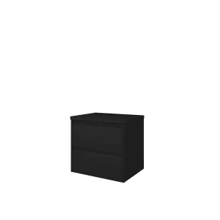 Proline Top base cabinet with cover plate - 60x46x55 cm - Matt black - 2 symmetrical drawers