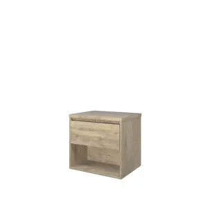 Proline Top base cabinet with cover plate - 60x46x55 cm - Raw oak - 1 drawer with 1 open shelf