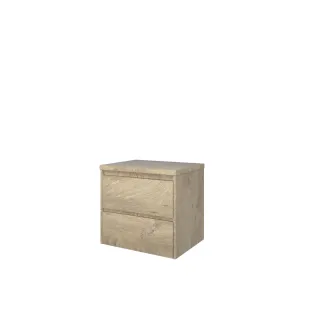 Proline Top base cabinet with cover plate - 60x46x55 cm - Raw oak - 2 symmetrical drawers