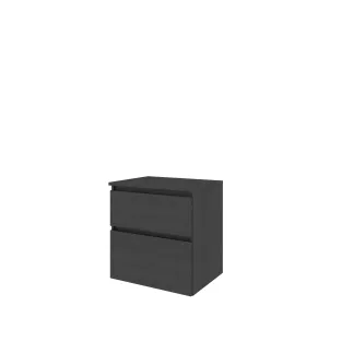 Proline Top base cabinet with cover plate - 60x46x63 cm - Black oak - 2 asymmetrical drawers