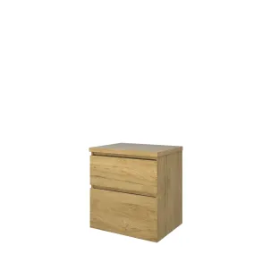 Proline Top base cabinet with cover plate - 60x46x63 cm - Ideal oak - 2 asymmetrical drawers